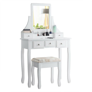 5 Drawers Removable Box Makeup Dressing Vanity Set-White view 8
