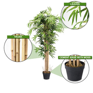 5-Feet Artificial Bamboo Silk Tree Indoor-Outdoor Decorative Planter view 7