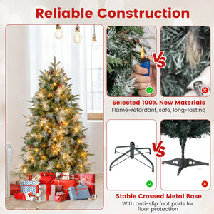 5 Feet Pre-Lit Artificial Christmas Tree with 8 Modes LED Lights with Berries view 9