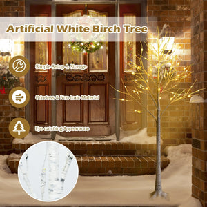 5 Feet Pre-lit White Twig Birch Tree with 72 LED Lights for Christmas view 3
