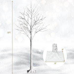 5 Feet Pre-lit White Twig Birch Tree with 72 LED Lights for Christmas view 4