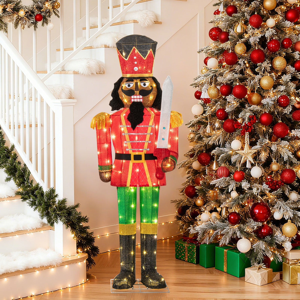 5 FT Giant Nutcracker with Glitter Sword for Outdoor view 2