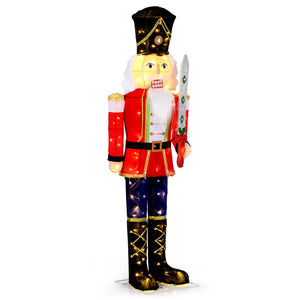 5 FT Giant Nutcracker Outdoor Christmas Decoration with Glitter Sword view 4