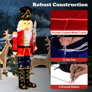 5 FT Giant Nutcracker Outdoor Christmas Decoration with Glitter Sword view 7
