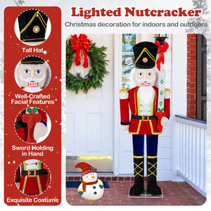 5 FT Giant Nutcracker Outdoor Christmas Decoration with Glitter Sword view 8