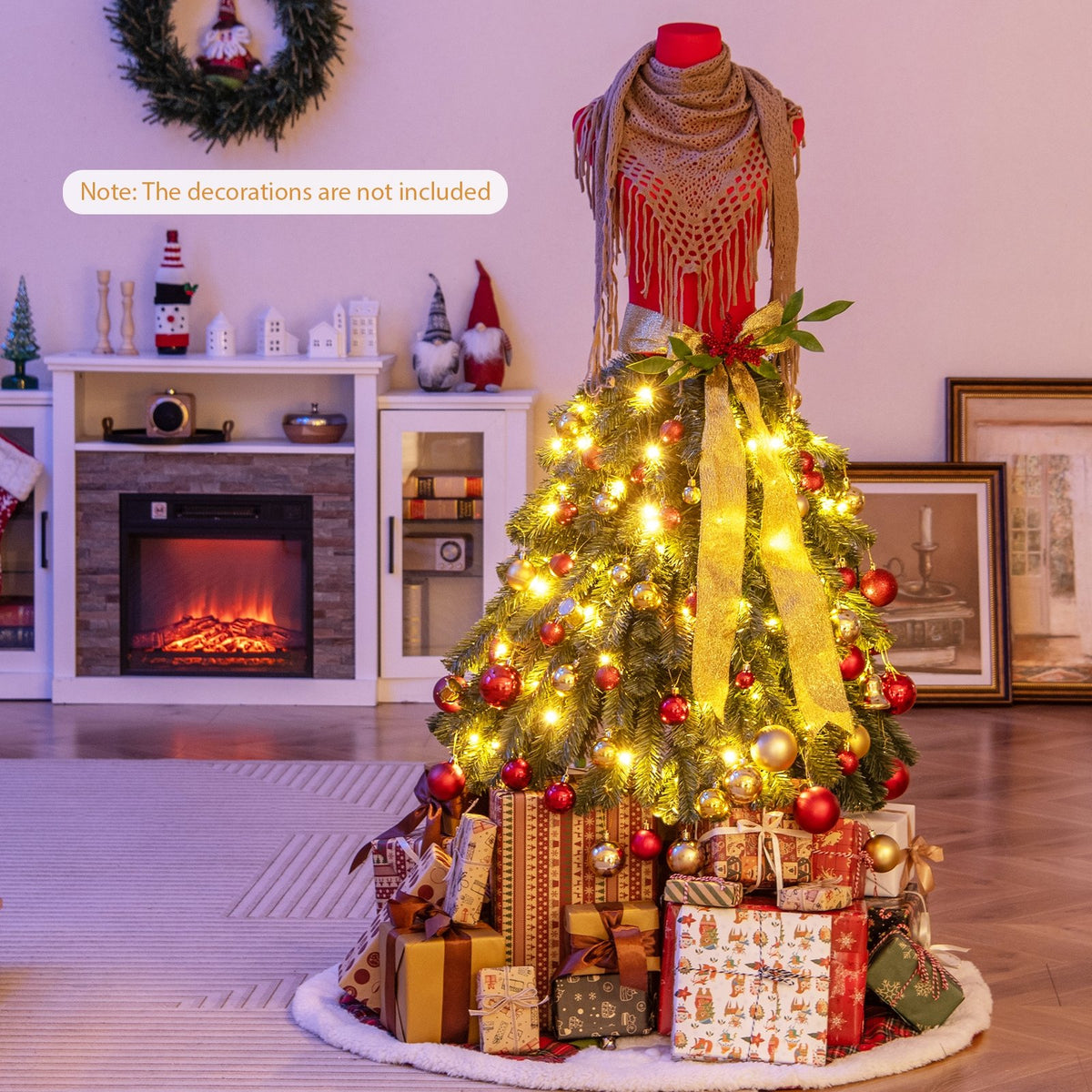 5 FT Pre-lit Mannequin Artificial Christmas Tree Dress Form Xmas Tree view 2