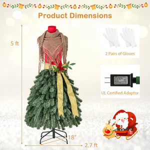 5 FT Pre-lit Mannequin Artificial Christmas Tree Dress Form Xmas Tree view 5