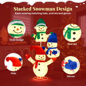 5 FT Stacked Snowman Lighted Christmas Decoration with 110 LED Lights view 7