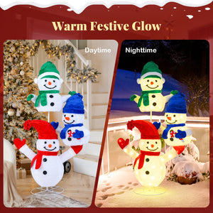 5 FT Stacked Snowman Lighted Christmas Decoration with 110 LED Lights view 9