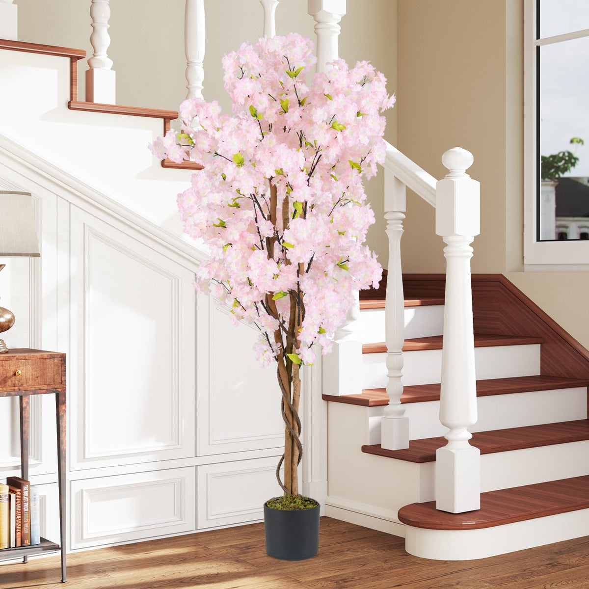 5 FT Tall Artificial Cherry Blossom Tree with Pink Flowers-1 Pack view 2