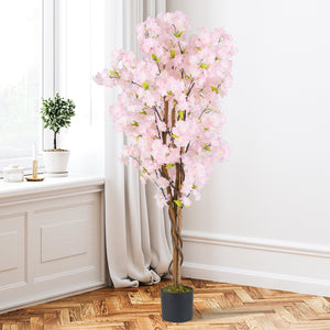 5 FT Tall Artificial Cherry Blossom Tree with Pink Flowers-1 Pack view 3