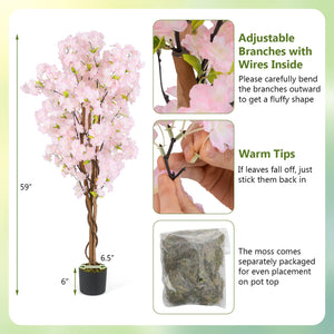 5 FT Tall Artificial Cherry Blossom Tree with Pink Flowers-1 Pack view 4