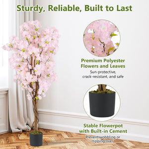 5 FT Tall Artificial Cherry Blossom Tree with Pink Flowers-1 Pack view 7