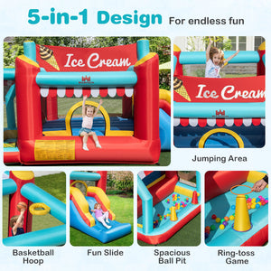 5-in-1 Ice Cream Inflatable Bounce House with Ball Pit and Slide without Blower view 8