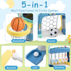 5 in 1 Toddler Sports Toy with Adjustable Basketball Hoop for Baby Boys Girls 18 Months+ view 5