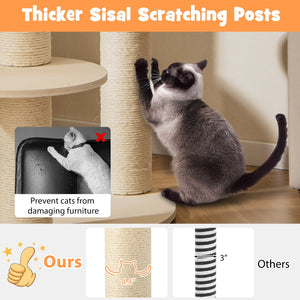 5-level Wooden Cat Tree with Padded Perch Non-woven Hammock-Gray view 8