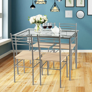 5 Pieces Dining Set Glass Table and 4 Chairs view 3