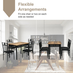 5 Pcs Dining Set Wood Metal Table and 4 Chairs with Cushions-Black view 9