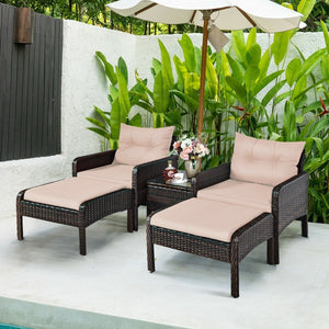 5 Pcs Patio Rattan Wicker Sofa Furniture Set view 2