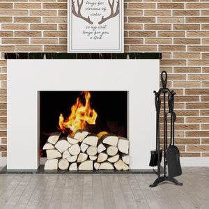 5 Pieces Rustic Heavy Duty Compact Wrought Iron Fireplace Tools Set view 3