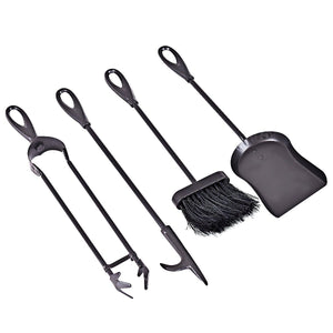 5 Pieces Rustic Heavy Duty Compact Wrought Iron Fireplace Tools Set view 4