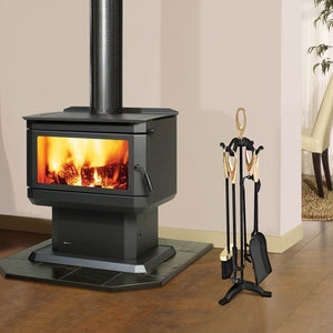 5 Pieces Stylish Gold Iron Fireplace Tools Set view 8