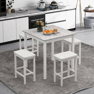 5-Piece Bar Table Set Counter-Height Dining Table and 4 Bar Stools-White view 2