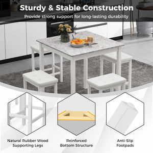 5-Piece Bar Table Set Counter-Height Dining Table and 4 Bar Stools-White view 7