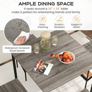 5-Piece Counter-Height Dining Bar Table Set with 4 Bar Chairs-Gray view 9