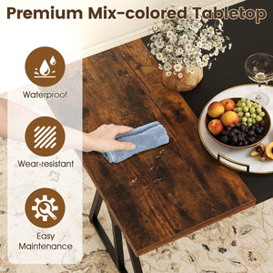 5-Piece Dining Room Set Industrial Rectangular Kitchen Table with 2 Benches and 2 Stools-Rustic Brown view 8