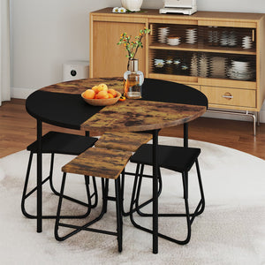 5-Piece Dining Set for 4 47 Inch Round, Kitchen Table and 4 Stools-Brown view 3