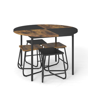 5-Piece Dining Set for 4 47 Inch Round, Kitchen Table and 4 Stools-Brown view 6