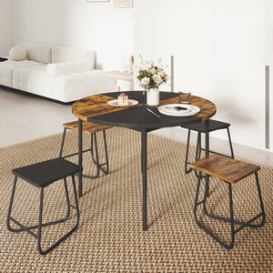 5-Piece Dining Set for 4 47 Inch Round, Kitchen Table and 4 Stools-Brown view 7