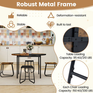 5-Piece Dining Set for 4 47 Inch Round, Kitchen Table and 4 Stools-Brown view 8