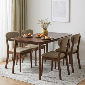 5-Piece Dining Set for 4 with Rectangular Table & Fabric Chairs for Living Room-Beige view 3