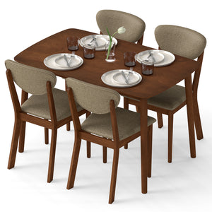 5-Piece Dining Set for 4 with Rectangular Table & Fabric Chairs for Living Room-Beige view 4