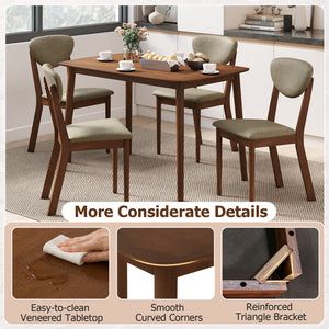 5-Piece Dining Set for 4 with Rectangular Table & Fabric Chairs for Living Room-Beige view 9