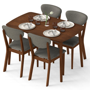 5-Piece Dining Set for 4 with Rectangular Table & Fabric Chairs for Living Room-Gray view 4