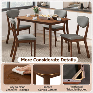5-Piece Dining Set for 4 with Rectangular Table & Fabric Chairs for Living Room-Gray view 9