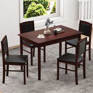 5-Piece Dining Set for 4 with Rubber Wood Legs for Small Dining Room-Brown view 2
