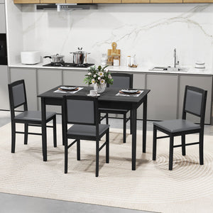 5-Piece Dining Set for 4 with Rubber Wood Legs for Small Dining Room-Gray view 6