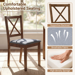 5-Piece Dining Set with Rectangular Table & Fabric Chairs for Small Space-Gray view 7