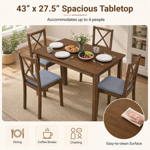 5-Piece Dining Set with Rectangular Table & Fabric Chairs for Small Space-Gray view 8