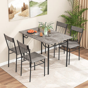 5-Piece Dining Table Set for 4 with Kitchen Table and 4 Dining Chairs-Gray view 3