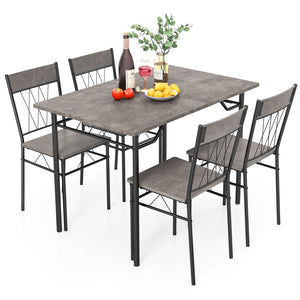 5-Piece Dining Table Set for 4 with Kitchen Table and 4 Dining Chairs-Gray view 4