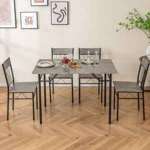 5-Piece Dining Table Set for 4 with Kitchen Table and 4 Dining Chairs-Gray view 6