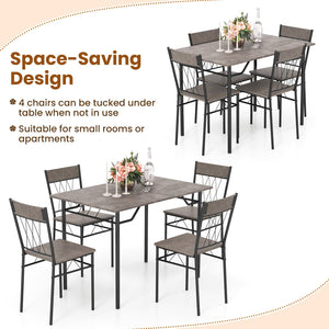 5-Piece Dining Table Set for 4 with Kitchen Table and 4 Dining Chairs-Gray view 9