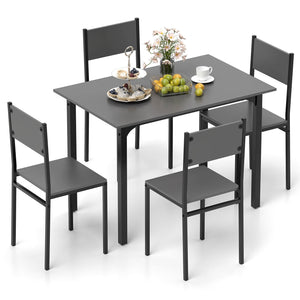 5 Piece Dining Table Set Industrial Style Kitchen Table and Chairs for 4-Grey view 5
