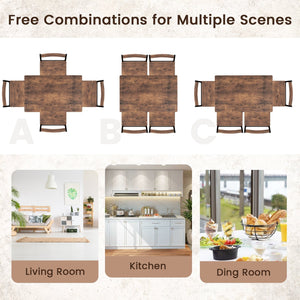 5 Piece Dining Table Set Industrial Style Kitchen Table and Chairs for 4-Rustic Brown view 9