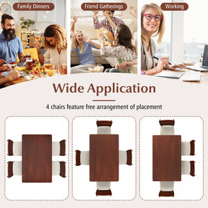 5-Piece Dining Table Set with High Curved Back for 4 People-Walnut view 8